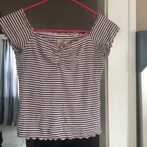 Pink and Black Stripped Off the Shoulder Top